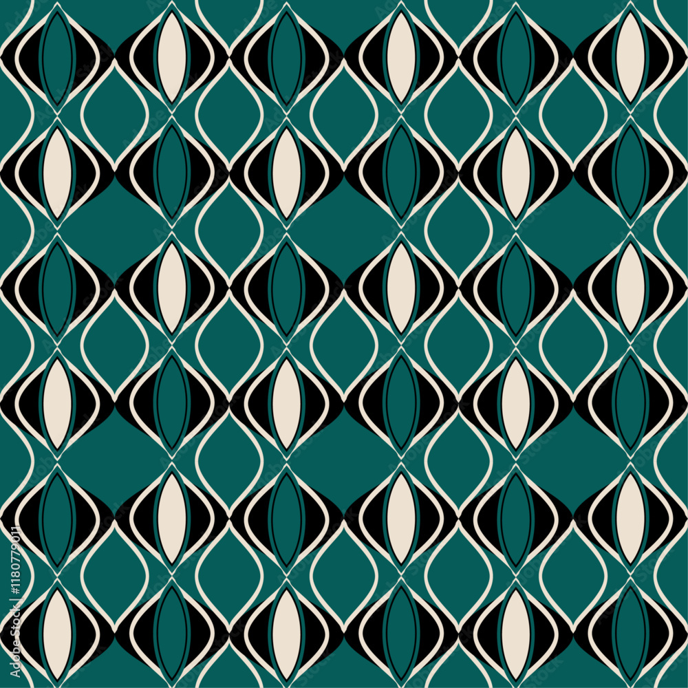 Fototapeta premium seamless abstract pattern with shapes on green background texture for fabric surface design packaging vector