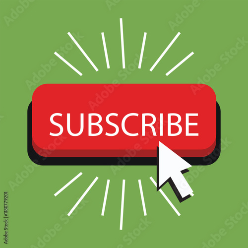Red button subscribe of channel. Vector illustration
