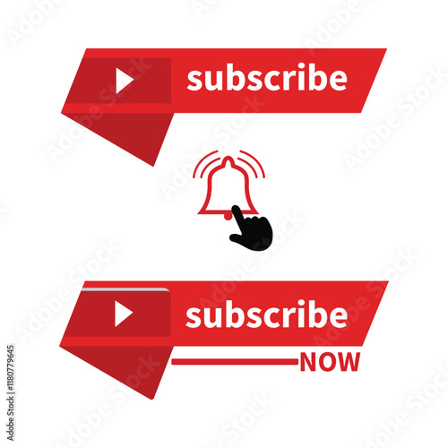 Red button subscribe of channel. Vector illustration