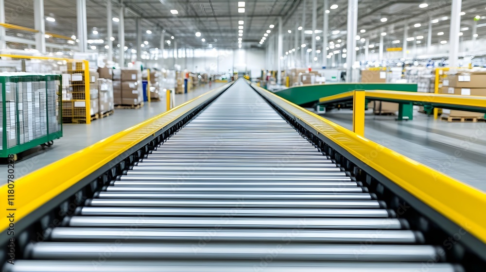 Fototapeta premium modern warehouse conveyor belt system - automation