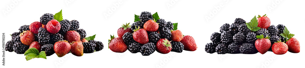 A stack of fresh ripe summer fruits and berries isolated on transparent background Blackberry A stack of fresh ripe summer fruits and berries isolated on transparent background Blackberry