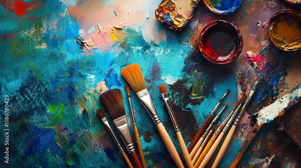 Fototapeta premium Vibrant colors and brushstrokes: An abstract painting