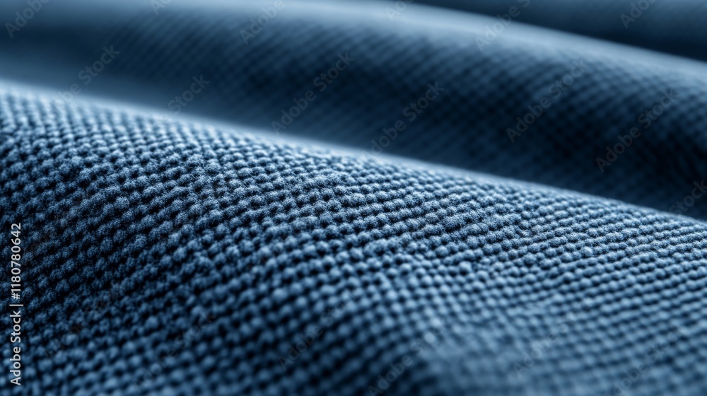 Close-up of textured blue fabric showcasing its intricate weave and softness. Close-up of textured blue fabric showcasing its intricate weave and softness.