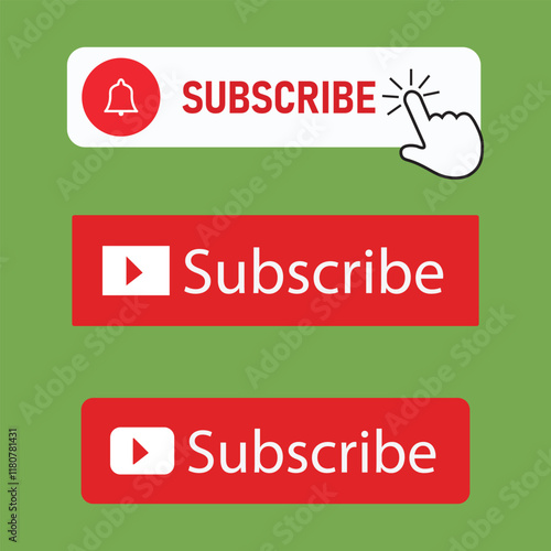 Red button subscribe of channel. Vector illustration