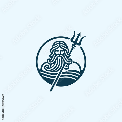 Wave poseidon god logo