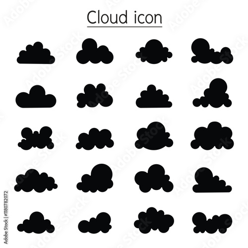 Cloud icon set in thin line style