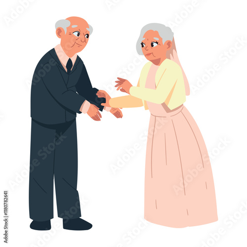 old couple in golden wedding