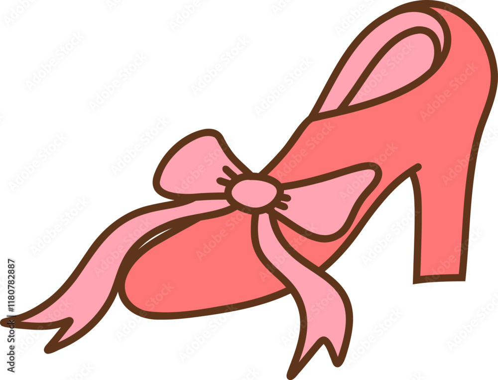 Pink Valentine's high heels with heart bow doodle Pink Valentine's high heels with heart bow doodle