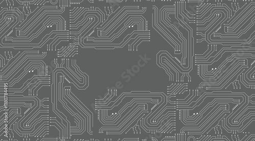 Abstract grey circuit pattern on black technology futuristic background. Vector illustration.