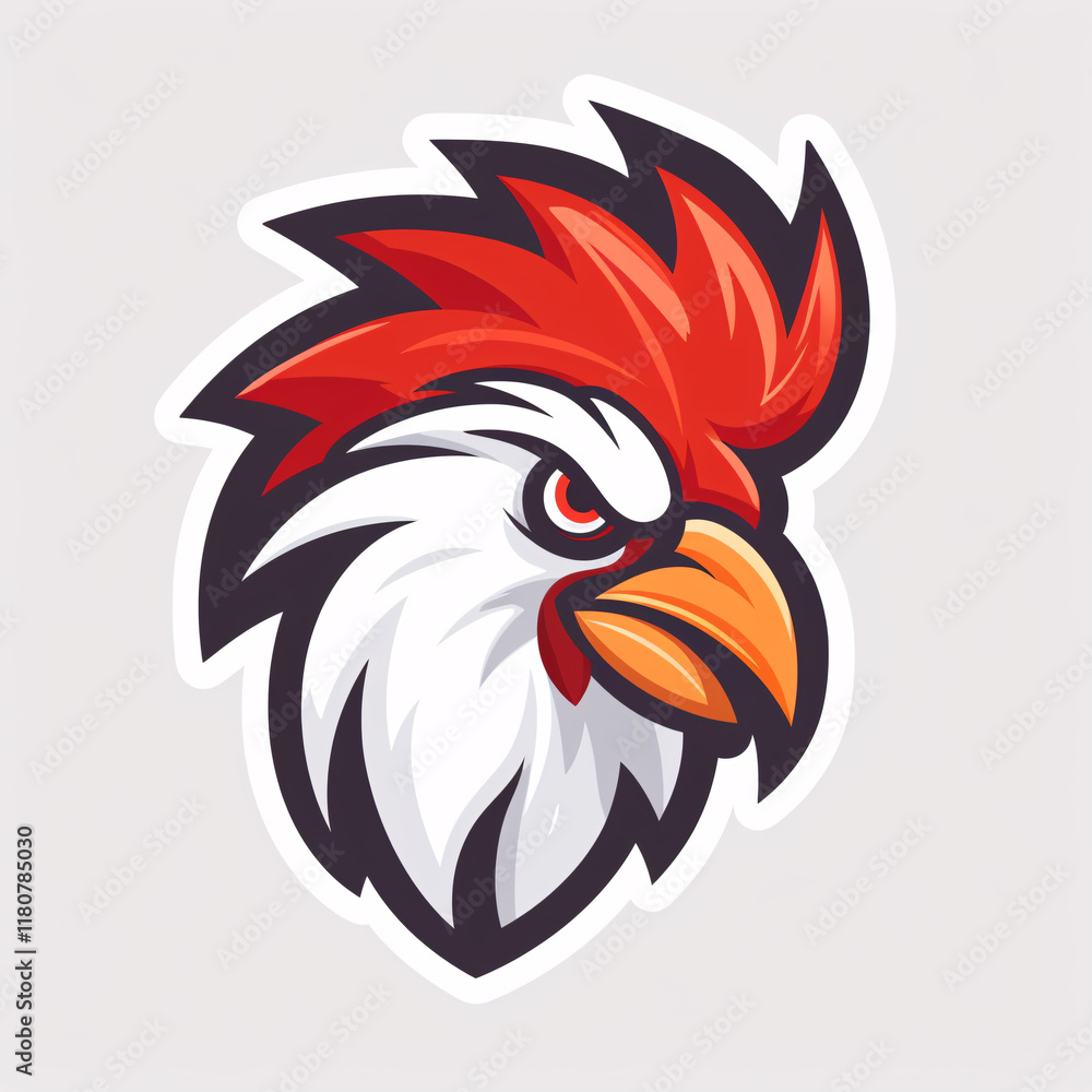Fierce Cartoon Chicken Head Illustration with Bold Features, Vibrant Colors, and Dynamic Expression Perfect for Branding and Design Projects Fierce Cartoon Chicken Head Illustration with Bold Features, Vibrant Colors, and Dynamic Expression Perfect for Branding and Design Projects
