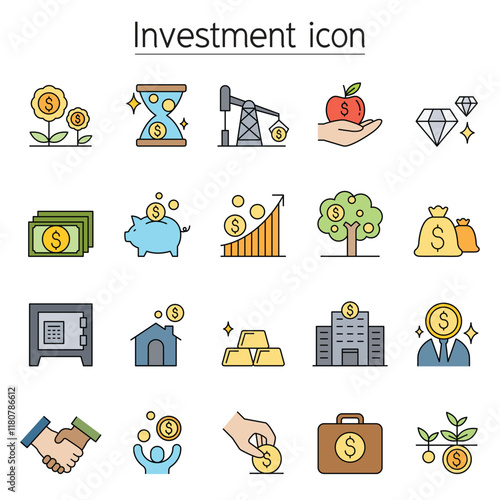 Investment & banking icon set in thin line style