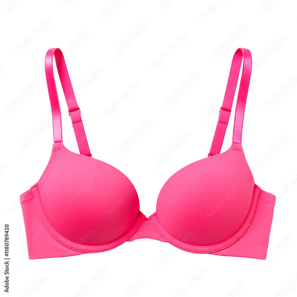 Elegant Pink Push-Up Bra with Seamless Design and Underwire Support On Transparent Background Elegant Pink Push-Up Bra with Seamless Design and Underwire Support On Transparent Background