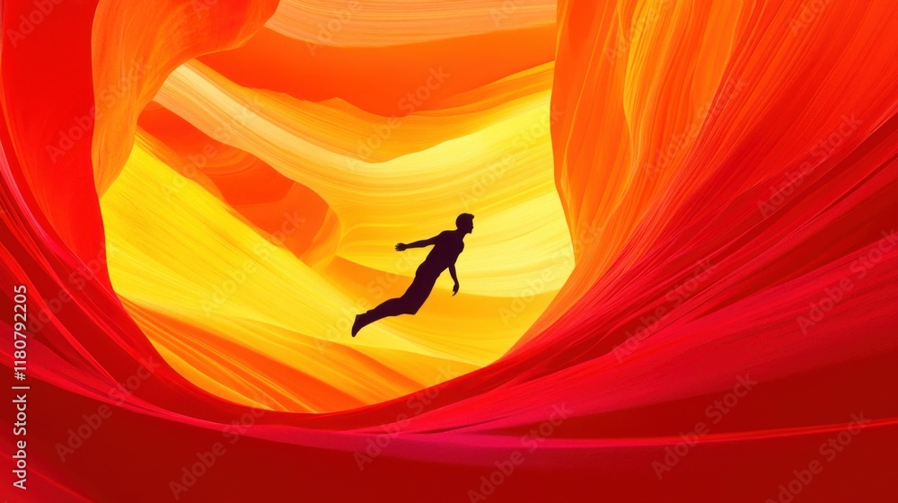 Surreal Leap Over Glowing Abstract Canyon Void Surreal Leap Over Glowing Abstract Canyon Void