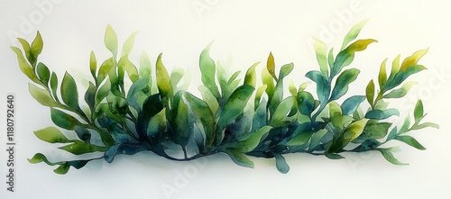 Wallpaper Mural Watercolor painting of lush green foliage, leaves, branches, and plants. Torontodigital.ca