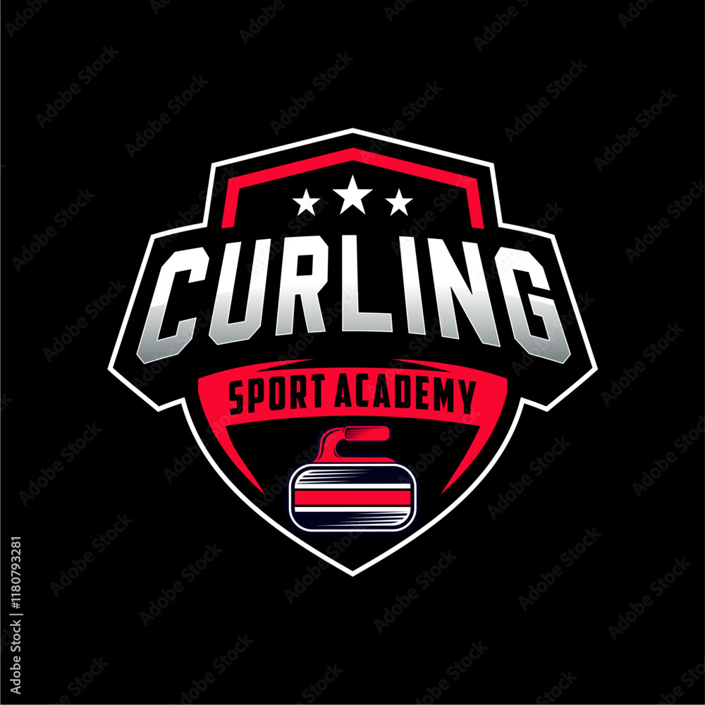 Simple curling logo sport vector with curling stone badge emblem Simple curling logo sport vector with curling stone badge emblem