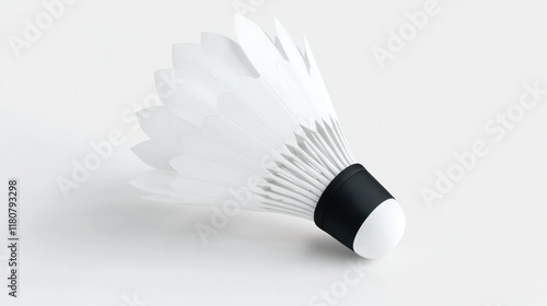 Wallpaper Mural A realistic 3D badminton shuttlecock with a white feather design and a black base, isolated on a clean white background. Torontodigital.ca