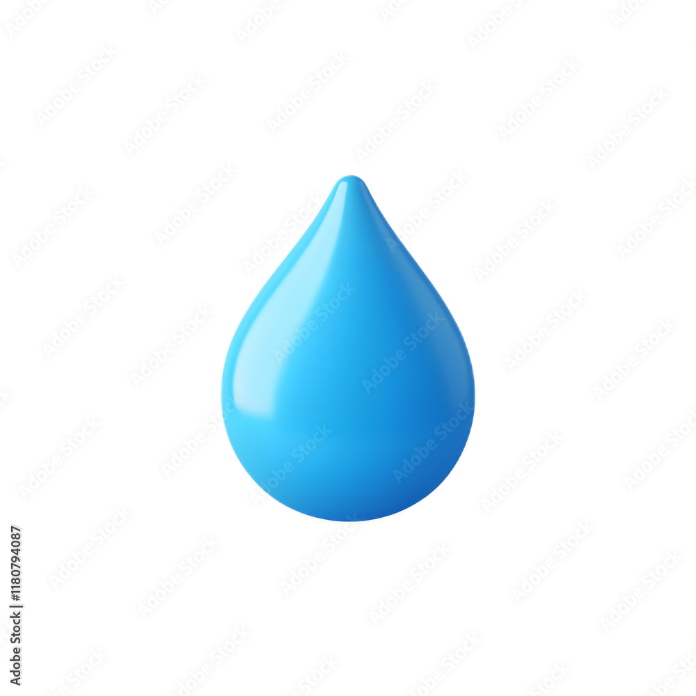 Blue 3D Water Droplet Symbol for Environmental Conservation and Sustainability Blue 3D Water Droplet Symbol for Environmental Conservation and Sustainability