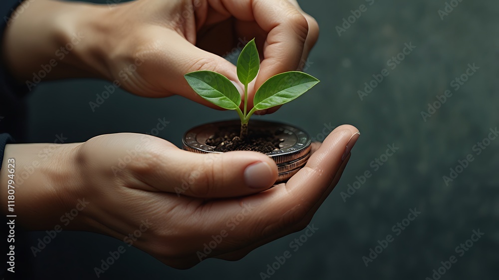 Hands Gently Holding A Young Plant Seedling With Care Hands Gently Holding A Young Plant Seedling With Care