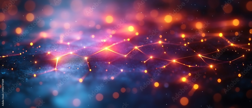 Fototapeta premium Glowing network lines abstract background.