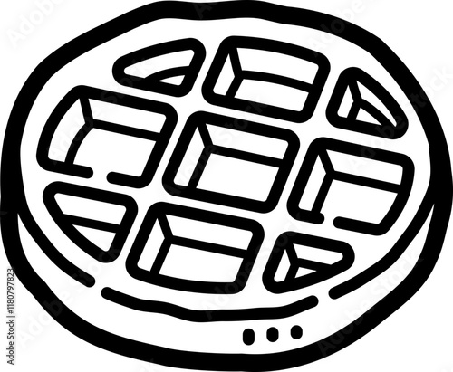 Waffle doodle vector icon and illustration