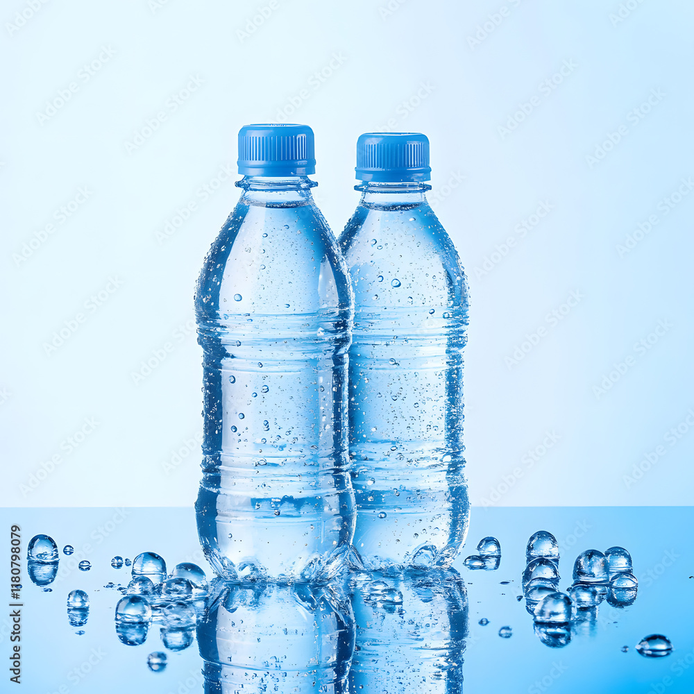 Refreshing bottled water studio setting product photography clear background close-up view hydration concept Refreshing bottled water studio setting product photography clear background close-up view hydration concept