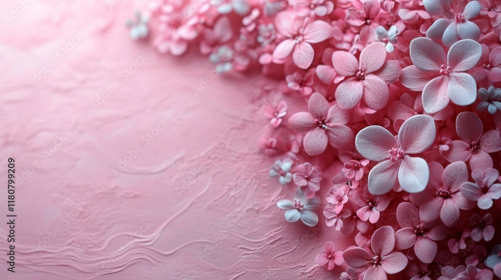 Obraz premium Delicate Pink Floral Arrangement on Textured Background Springtime Beauty. Valentine's Day 14