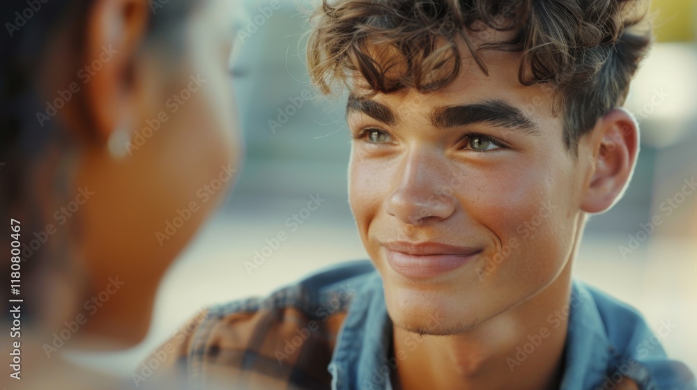 Fototapeta premium Empathetic Listener: With a kind and attentive demeanor, the listener leans forward, nodding gently, offering support and understanding in every conversation. 