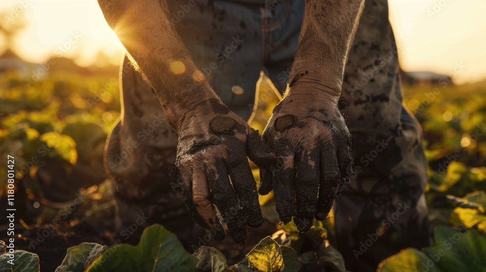 Hardworking Farmer: A farmer in overalls, hands calloused from years of work, carefully tending crops under the golden sun, exemplifying hard work and resilience.
Hardworking Farmer: A farmer in overalls, hands calloused from years of work, carefully tending crops under the golden sun, exemplifying hard work and resilience.
