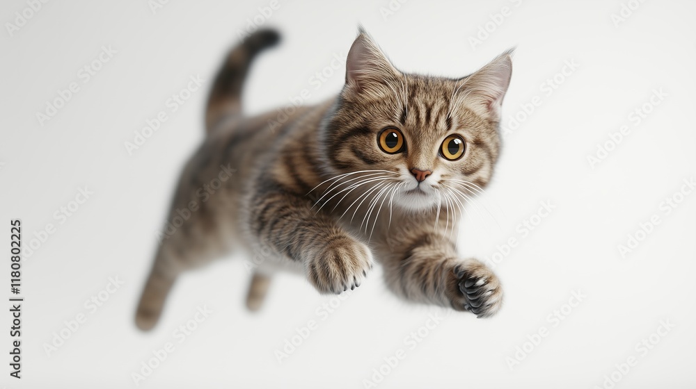 British cat that is playful ,Full depth of field, isolated on white background British cat that is playful ,Full depth of field, isolated on white background