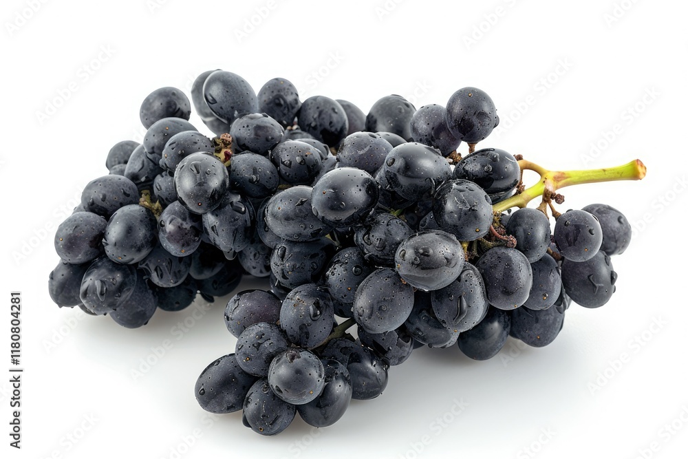 Detailed Picture of Black Grapess Isolated on White Background Detailed Picture of Black Grapess Isolated on White Background