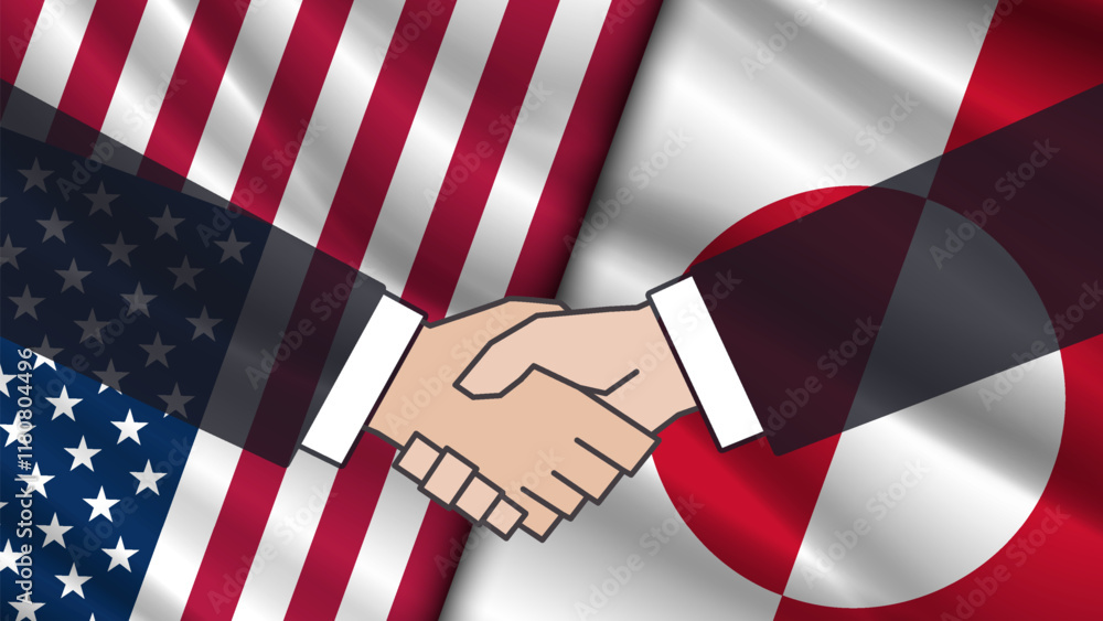 Φωτογραφία Vector wavy flags of united states of America and Greenland