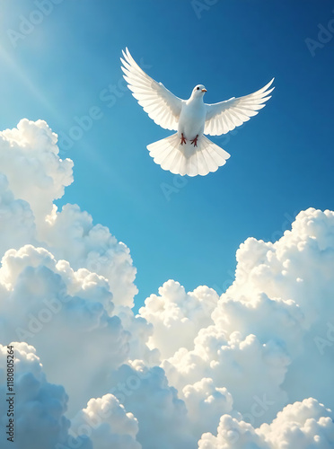 sky funeral background with white dove copy space for text new image