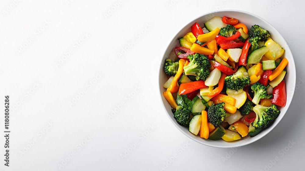 freshly cut colorful vegetables in a white bowl on a white background freshly cut colorful vegetables in a white bowl on a white background
