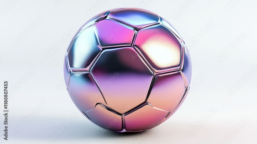 Naklejka premium Premium 3D football with matte finish panels and subtle reflections, perfectly centered on a clean white background.