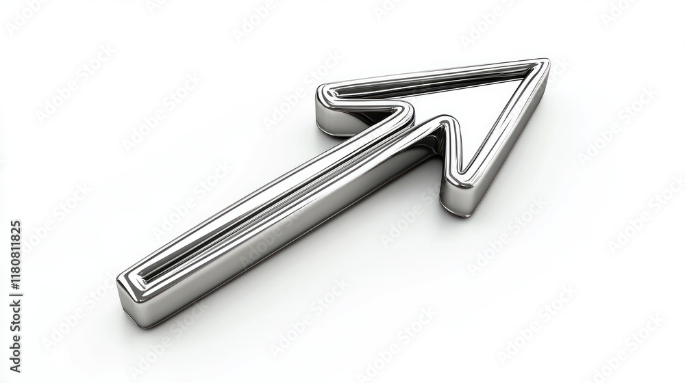 Thick silver 3D arrow pointing downward with a polished finish, isolated on white. Thick silver 3D arrow pointing downward with a polished finish, isolated on white.
