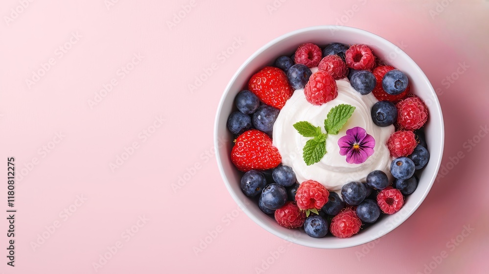 Glow Up Your Skincare with Whipped Cream and Berry Food Artistic Bowl Bright Pink Background Glow Up Your Skincare with Whipped Cream and Berry Food Artistic Bowl Bright Pink Background