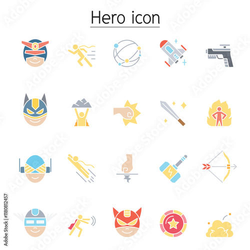 Super Hero icon set in thin line style