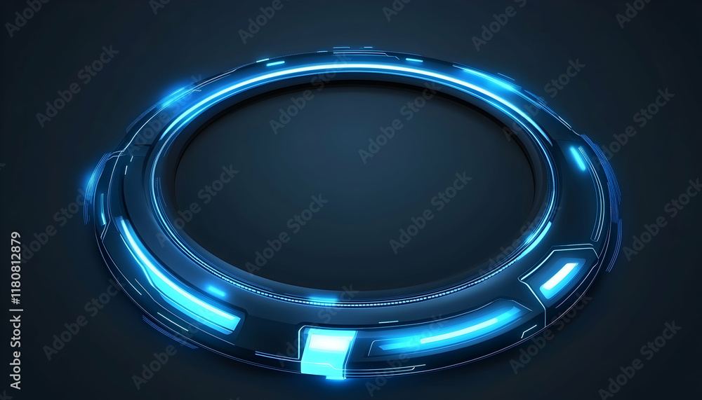 Abstract futuristic blue glowing circle. Perfect for technology, sci-fi, or gaming backgrounds. High-resolution 3D render. Abstract futuristic blue glowing circle. Perfect for technology, sci-fi, or gaming backgrounds. High-resolution 3D render.