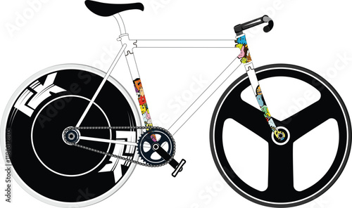 WHITE FIXIE AERO DOODLE PATTERN 