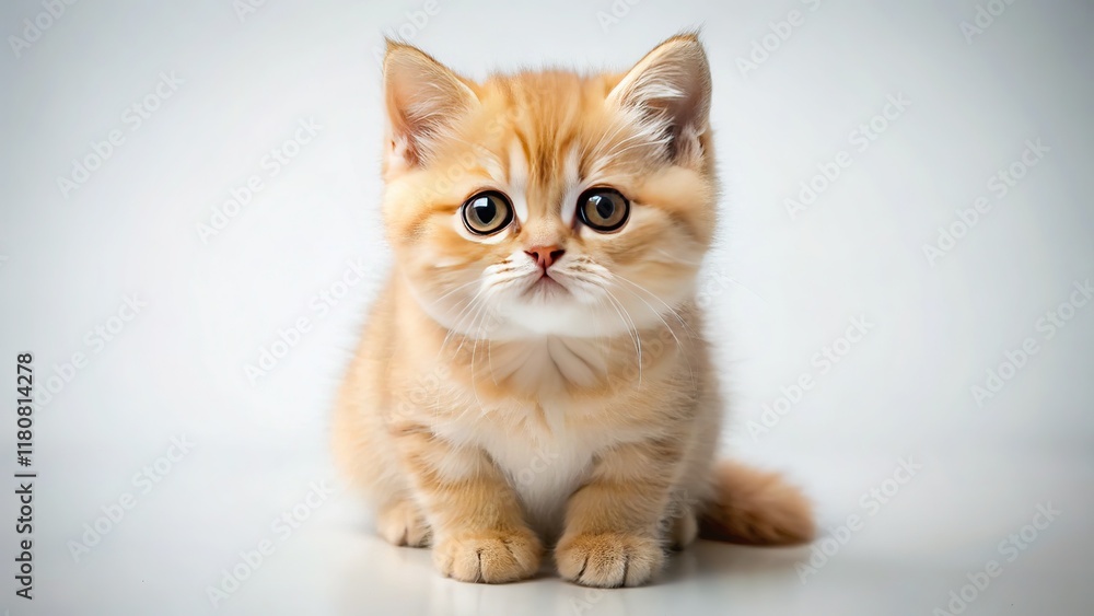 Obraz premium A fluffy golden kitten, perched high, enjoys the view.