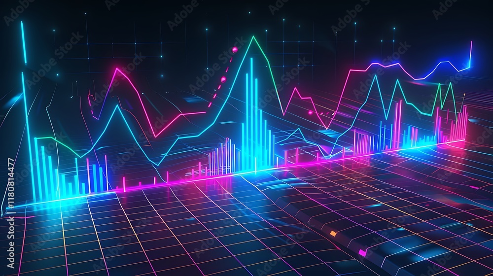 Neon Lines Form Dynamic Abstract Financial Charts Neon Lines Form Dynamic Abstract Financial Charts