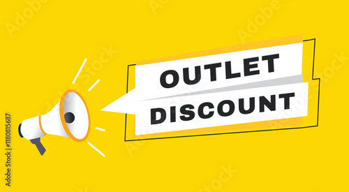 Outlet discount banner announce flat design graphic.  Poster or marketing sign.