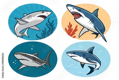 IllustrationsA Set of Shark Icon's photo