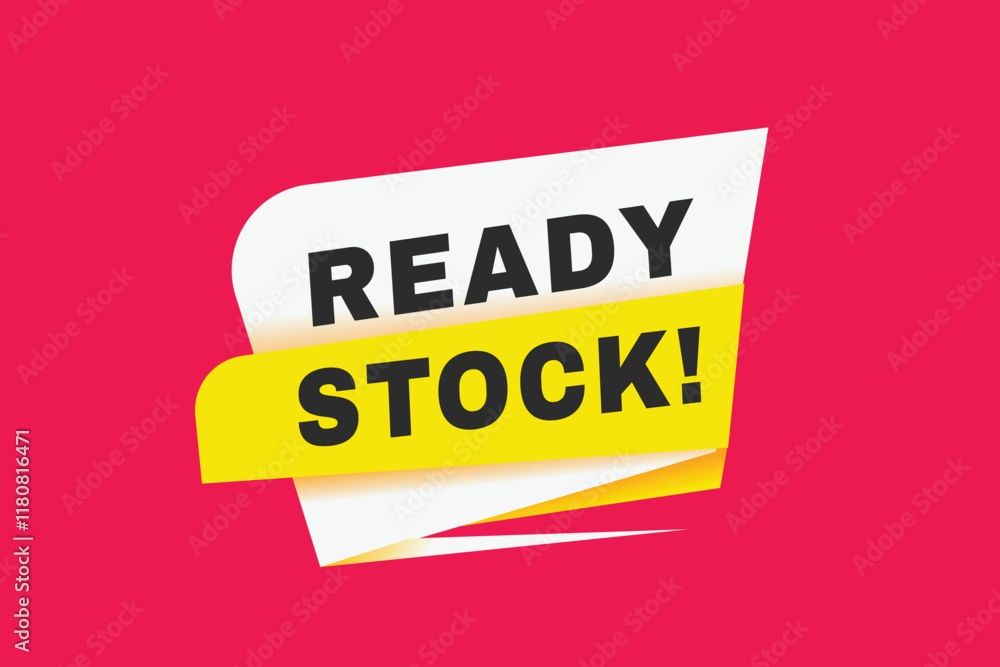 Ready stock banner modern sign Vector label design template. Web element or tag. Ready stock banner modern sign Vector label design template. Web element or tag.