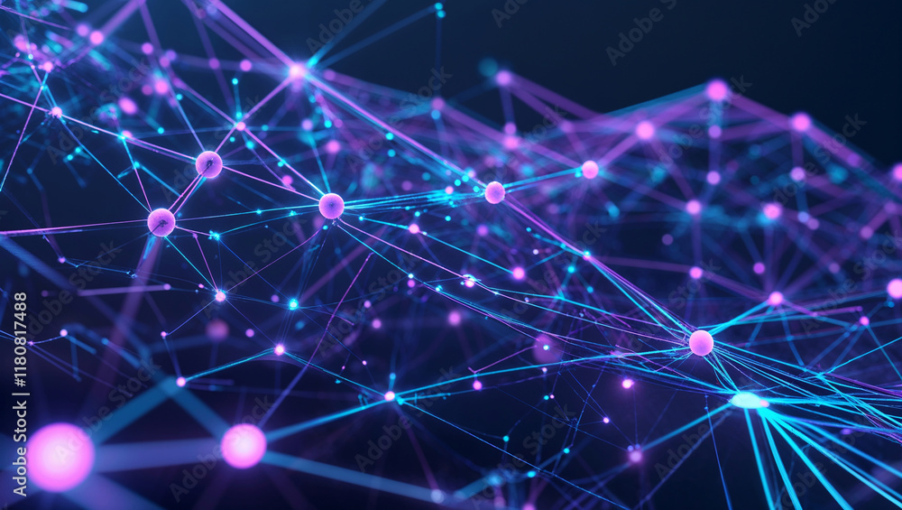 Abstract network connection glowing lines and nodes. Abstract network connection glowing lines and nodes.