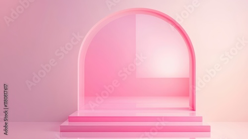 A pink archway with a pink floor