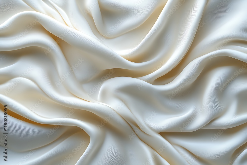 Fototapeta premium Draped creamy white silk fabric texture background.