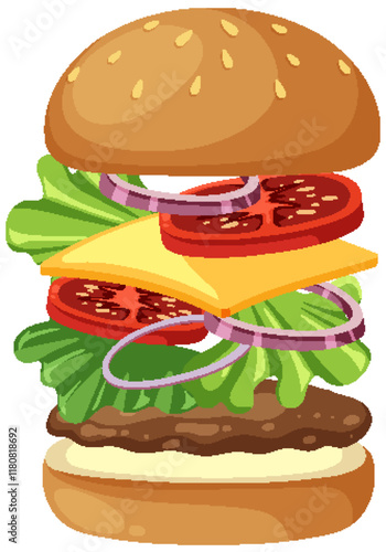 Delicious Burger with Fresh Ingredients