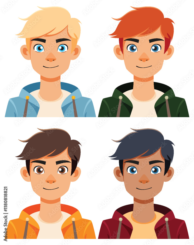 Fototapeta premium Diverse Cartoon Male Characters