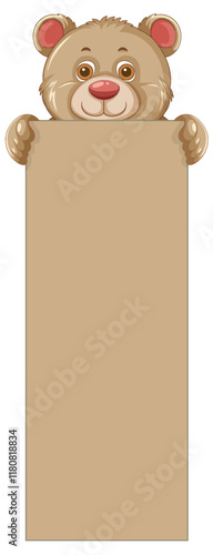 Cute Bear Holding Blank Sign
